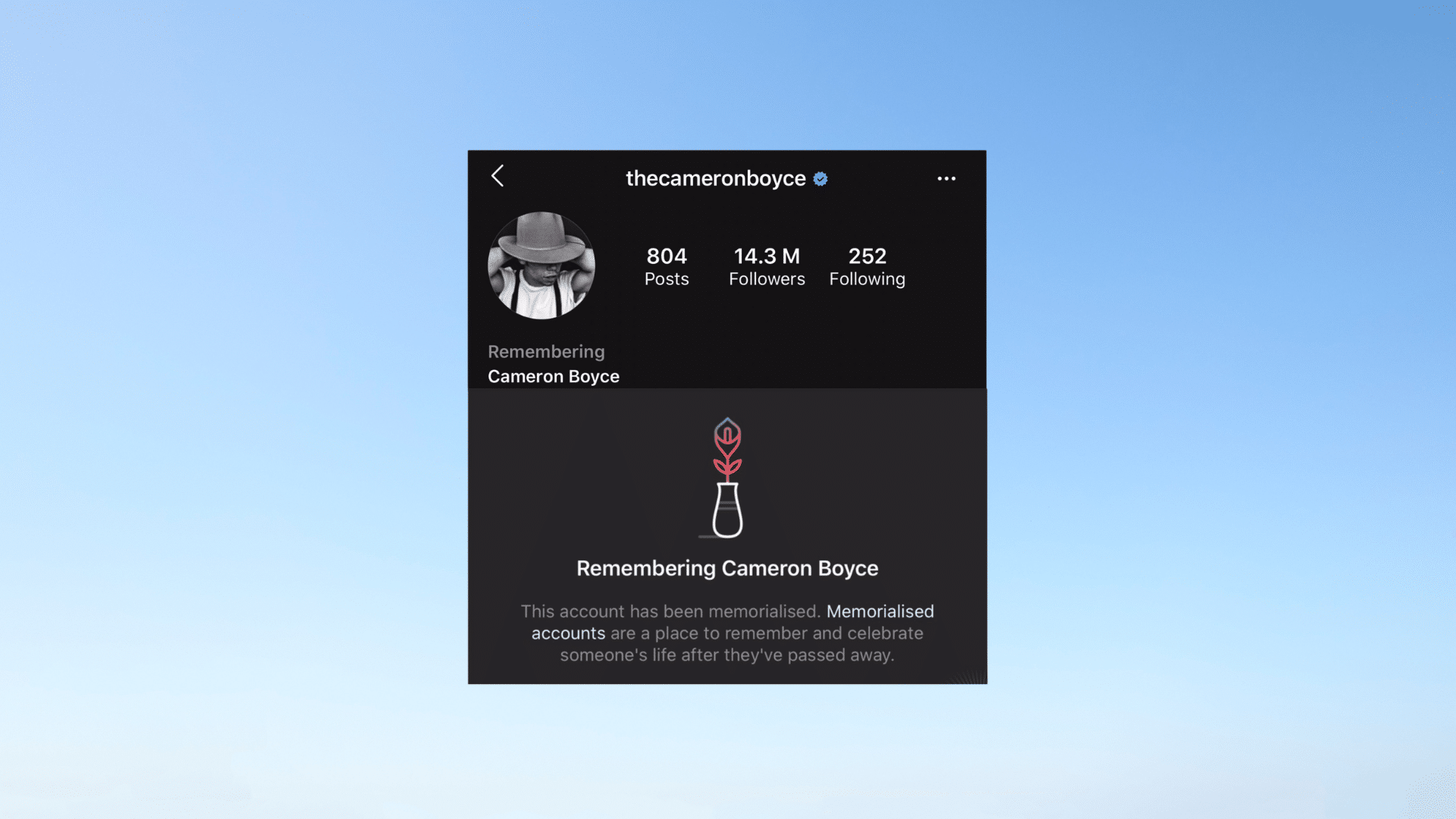 Instagram Memorialized Account (Remembering)